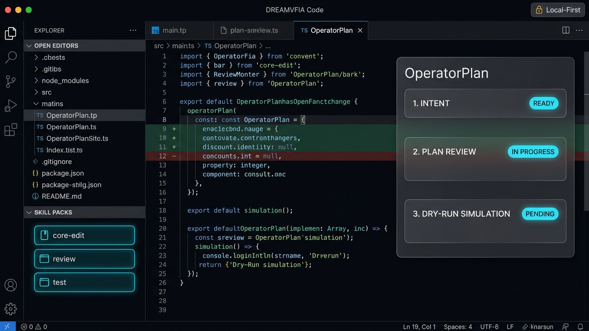DREAMVFIA Code IDE Workbench Concept